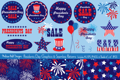 Presidents Day Graphics &amp; Seamless Patterns