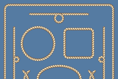 Nautical ropes vector frames set