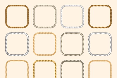 Square nautical ropes vector frames set