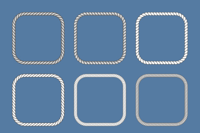 Square nautical ropes vector frames set