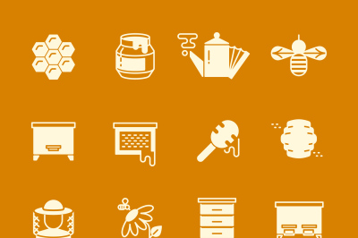 Honey apiary vector icons set