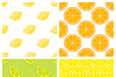 Citrus fruits bright vector seamless pattern