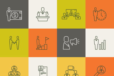Business people team relationship, human management thin line