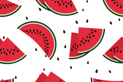 Red watermelon slices seamless vector pattern