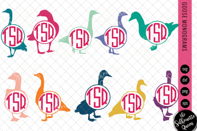 Goose Svg&2C; Monogram Svg&2C; Circle Frames&2C; Cuttable Design&2C; Cut files&2C; Si