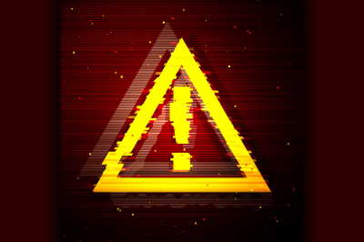 Glitched Triangle Attention Symbol Design