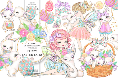 FUZZY EASTER FAIRY Clipart