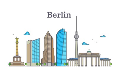 Berlin silhouette skyline panorama, city landscape vector illustration