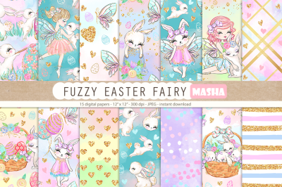 FUZZY EASTER FAIRY digital papers