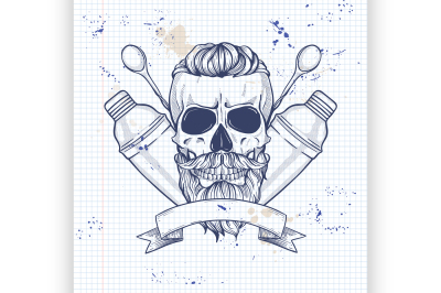 Sketch&2C; barman skull