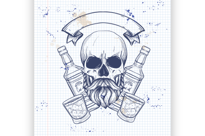 Sketch&2C; barman skull