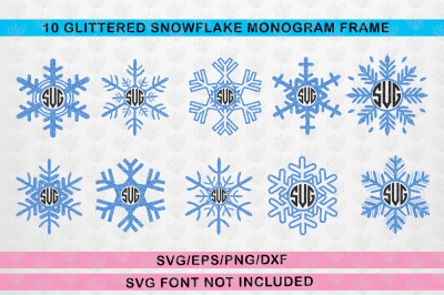 Snowfall Svg Monogram Frame Bundle
