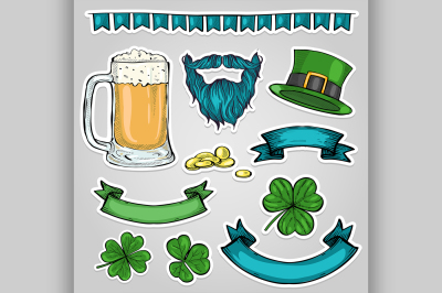 Stickers set for Saint Patricks Day