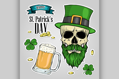 Stickers set for Saint Patricks Day