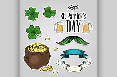 Stickers set for Saint Patricks Day