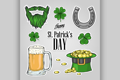 Stickers set for Saint Patricks Day