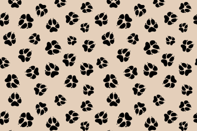 Vector seamless pattern with dirty dog or wolf paw footprints