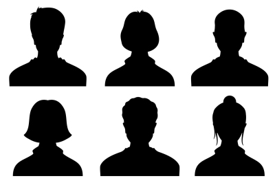 Male and female head silhouettes avatar&2C; profile vector icons&2C; people 