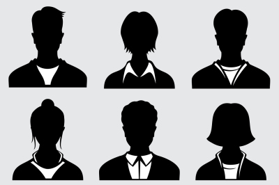 Woman and man head silhouettes&2C; anonymous person vector icons