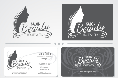 Beauty salon vector business card templates with beautiful woman face 