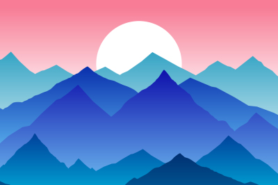 Nature abstract mountain landscape and sunset vector background