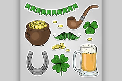 Stickers set for Saint Patricks Day