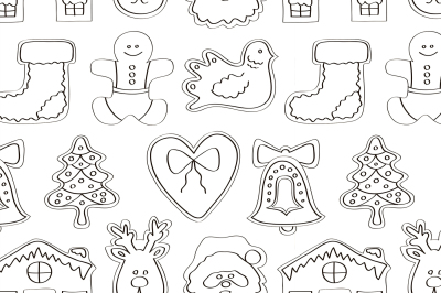 Vector set of gingerbread cookies pattern