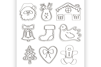 Vector set of gingerbread cookies