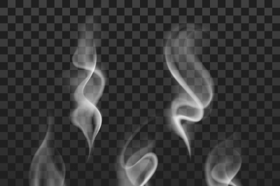 Abstract transparent smoke hot white steam isolated on checkered backg