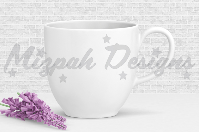 White Blank Mug Mock up Coffee Mug Cup Purple Flower Mock up Mug Desig
