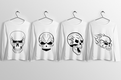 4 Skull T-Shirt Design Illustration