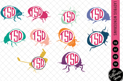 Ladybug Svg&2C; Monogram Svg&2C; Circle Frames&2C; Cuttable Design&2C;  Cut files&2C;