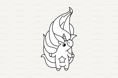 vector Cute outline unicorn