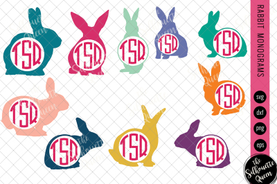 Rabbit Svg&2C; Monogram Svg&2C; Circle Frames&2C; Cuttable Design&2C; Cut files&2C; S