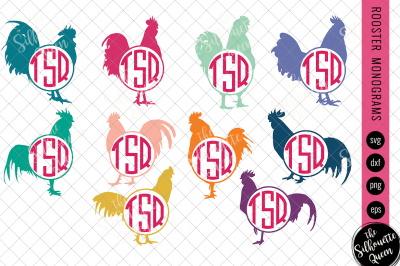 Rooster Svg&2C; Monogram Svg&2C; Chicken Circle Frames&2C;  Cuttable Design&2C;  S