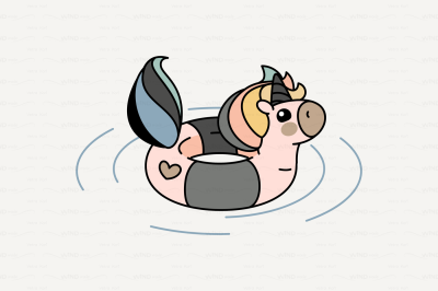 vector Cute scandi unicorn lifebuoy