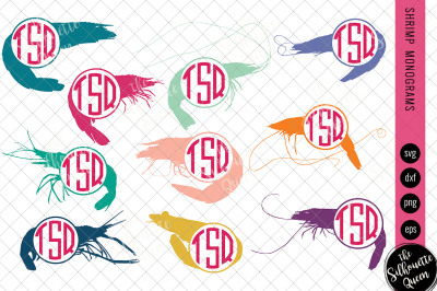 Shrimp Svg, Monogram Svg, Circle Frames, Cuttable Design, Cut files, S