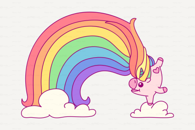 vector Cute rainbow unicorn