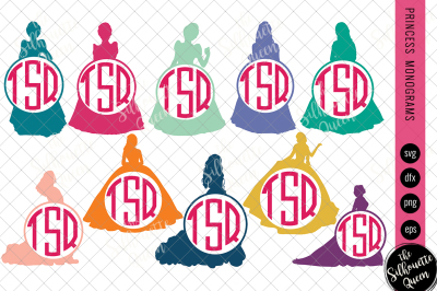 Princess Svg&2C; Princess Monogram&2C; Circle Frames&2C; Cuttable Design&2C; Cut f