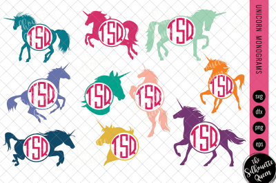 Unicorn Svg, Unicorn Monogram Svg, Circle Frames, Cuttable Design, Cut