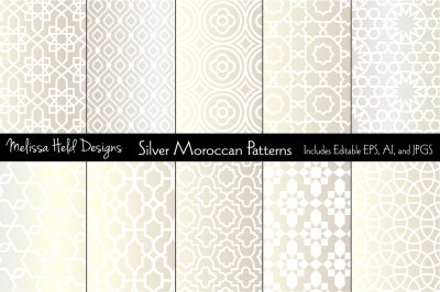 Silver Metallic Moroccan Patterns 