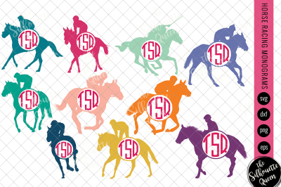 Horse Racing Svg Monogram, Circle Frames, Cuttable Design, Cut files, 