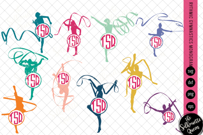 Gymnastics Svg Monogram&2C; Circle Frames&2C; Cuttable Design&2C; Cut files&2C; Si