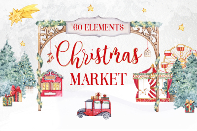 Christmas Market Watercolor collection