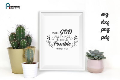 With  God All Things are  Possible svg, Bible Verse svg, Matthew 19:26