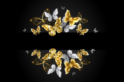 Design with Gold and White Butterflies