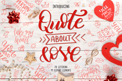 Quotes about love-Lettering+Clipart
