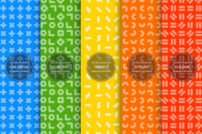 Colorful seamless geometric patterns