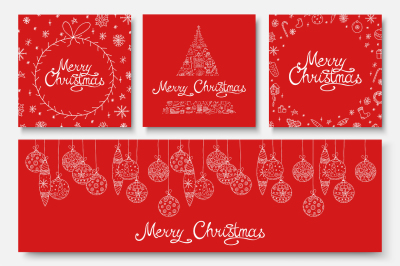 Christmas beauty hand drawn cards