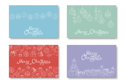 Christmas colorful hand drawn cards